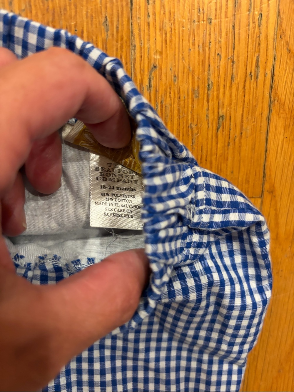 The Beaufort Bonnet Company Blue and White Gingham Kids Shorts - Picture 2 of 3